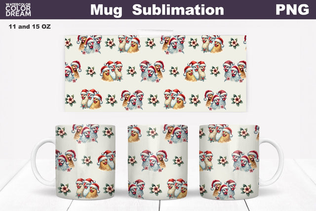 Christmas Farm Chicken Wrap Sublimation WatercolorColorDream 