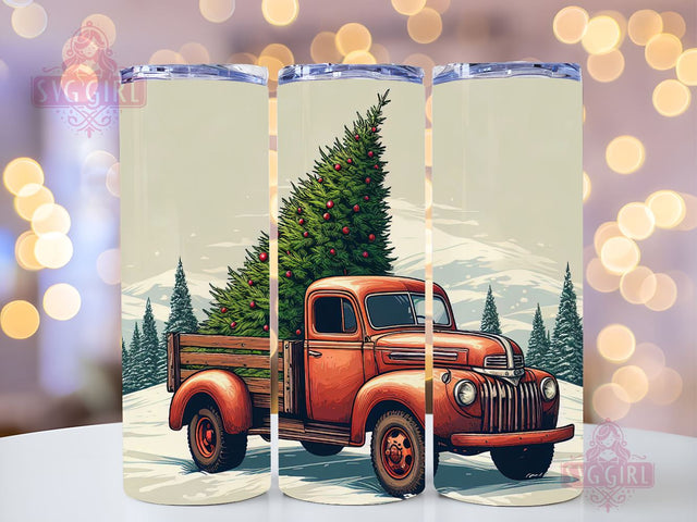 Christmas Farm Truck Tumbler Wrap, Red Truck Christmas PNG, Christmas Farmhouse Wrap, Christmas Farmhouse Wrap, PNG Download Sublimation SvggirlplusArt 