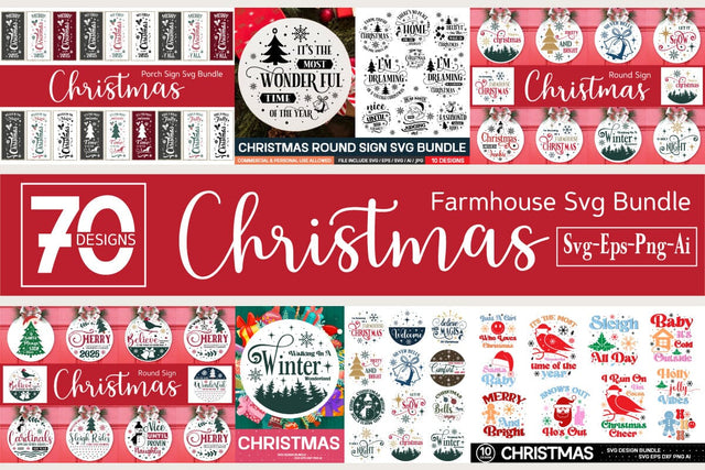 Christmas Farmhouse Svg Bundle/70 Designs SVG designmaster24 