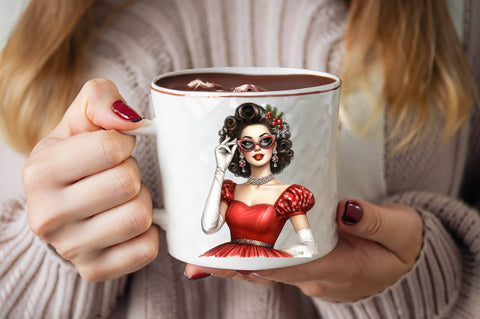 Christmas Fashion Girl Sublimation Clipart Bundle Sublimation SVGArt 