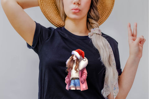 Christmas Fashion Girl Sublimation Clipart Bundle Sublimation SVGArt 