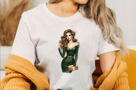 Christmas Fashion Girl Sublimation Clipart Sublimation SVGArt 