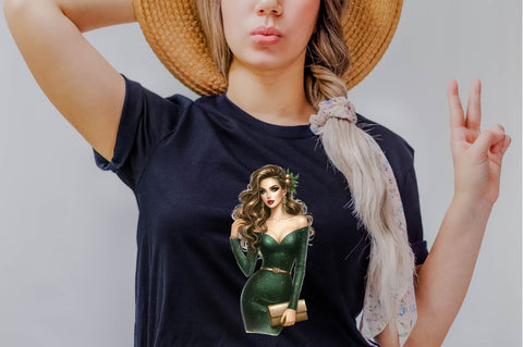 Christmas Fashion Girl Sublimation Clipart Sublimation SVGArt 