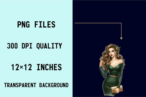 Christmas Fashion Girl Sublimation Clipart Sublimation SVGArt 