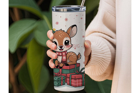 Christmas Fawn 20oz Tumbler Wrap Sublimation DesignSVG 