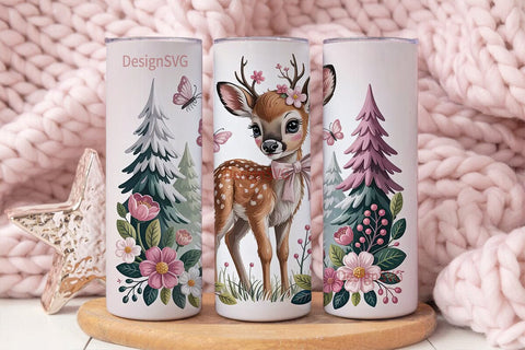 Christmas Fawn 20oz Tumbler Wrap Sublimation DesignSVG 