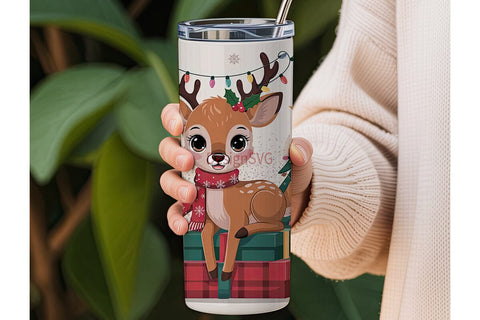 Christmas Fawn 20oz Tumbler Wrap Sublimation DesignSVG 