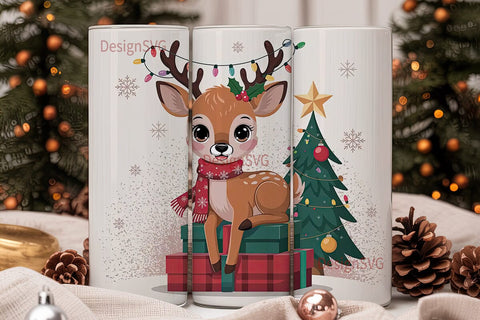 Christmas Fawn 20oz Tumbler Wrap Sublimation DesignSVG 