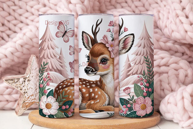 Christmas Fawn 20oz Tumbler Wrap Sublimation DesignSVG 