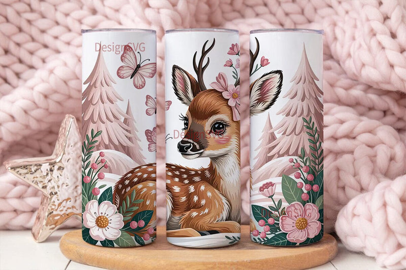 Christmas Fawn 20oz Tumbler Wrap Sublimation DesignSVG 