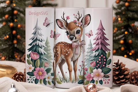 Christmas Fawn 20oz Tumbler Wrap Sublimation DesignSVG 