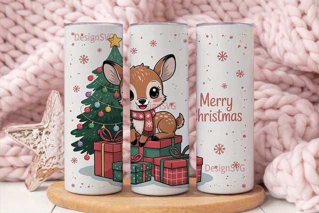 Christmas Fawn 20oz Tumbler Wrap Sublimation DesignSVG 