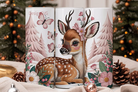 Christmas Fawn 20oz Tumbler Wrap Sublimation DesignSVG 
