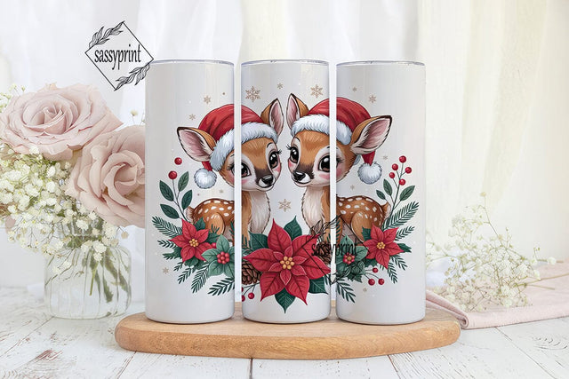 Christmas Fawn Tumbler Wrap Sublimation sassyprint 