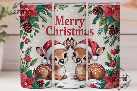Christmas Fawn Tumbler Wrap Sublimation sassyprint 