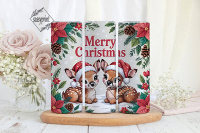 Christmas Fawn Tumbler Wrap Sublimation sassyprint 