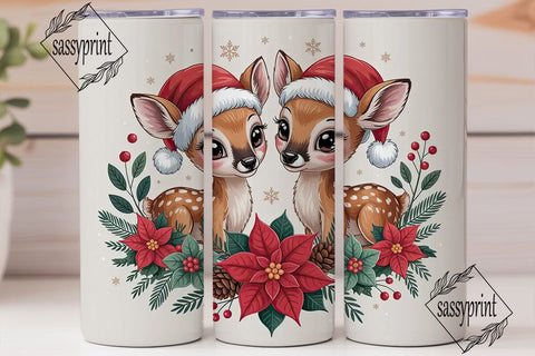 Christmas Fawn Tumbler Wrap Sublimation sassyprint 