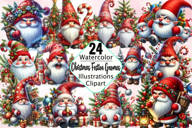 Christmas Festive Gnomes Sublimation Clipart Bundle Sublimation SVGArt 