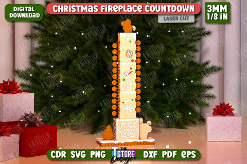 Christmas Fireplace Countdown Laser Cut | Days Until Christmas | CNC File SVG The T Store Design 