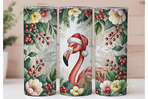 Christmas Flamingo 20oz Tumbler Design Sublimation PixelChick 