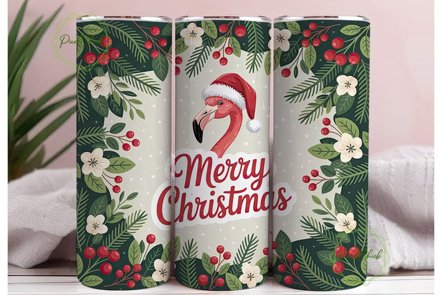 Christmas Flamingo 20oz Tumbler Design Sublimation PixelChick 