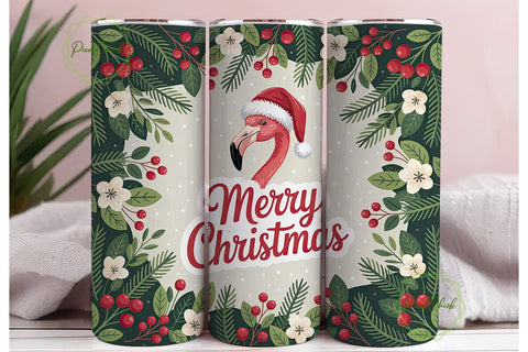 Christmas Flamingo 20oz Tumbler Design Sublimation PixelChick 