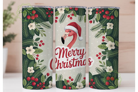Christmas Flamingo 20oz Tumbler Design Sublimation PixelChick 