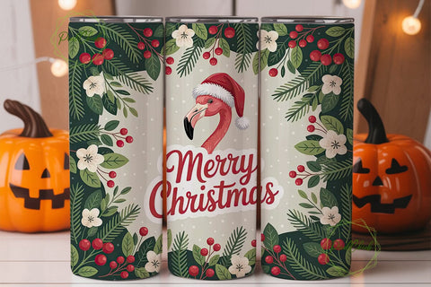 Christmas Flamingo 20oz Tumbler Design Sublimation PixelChick 