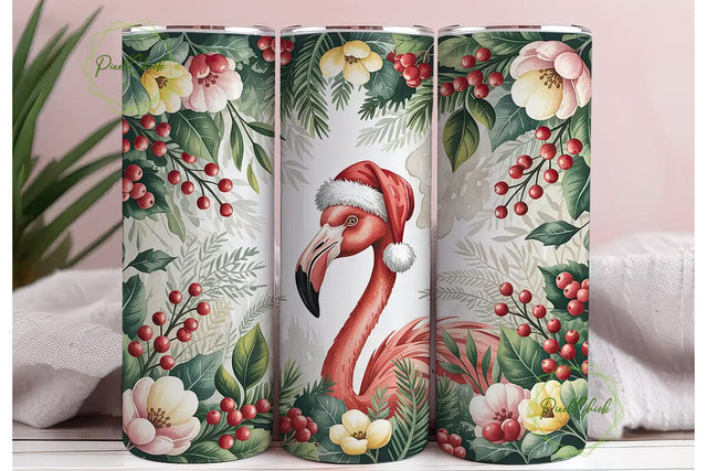 Christmas Flamingo 20oz Tumbler Design Sublimation PixelChick 