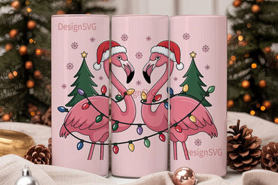 Christmas Flamingo 20oz Tumbler Wrap Sublimation DesignSVG 
