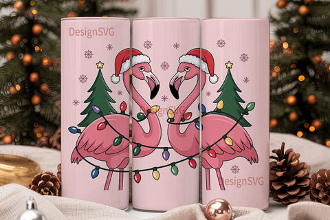 Christmas Flamingo 20oz Tumbler Wrap Sublimation DesignSVG 