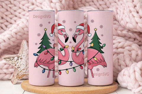 Christmas Flamingo 20oz Tumbler Wrap Sublimation DesignSVG 