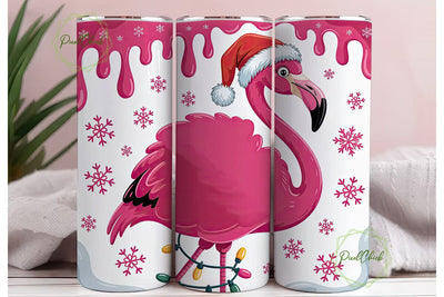 Christmas Flamingo 20oz Tumbler Wrap Sublimation PixelChick 