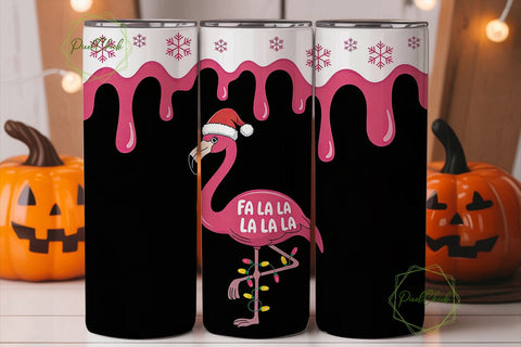 Christmas Flamingo 20oz Tumbler Wrap Sublimation PixelChick 