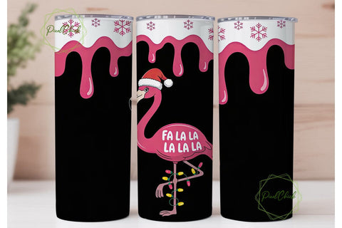 Christmas Flamingo 20oz Tumbler Wrap Sublimation PixelChick 