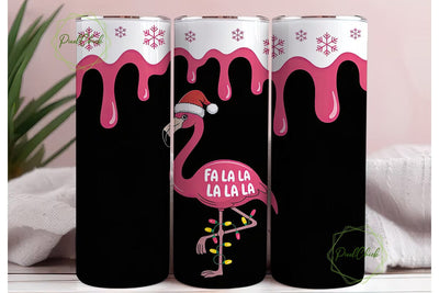 Christmas Flamingo 20oz Tumbler Wrap Sublimation PixelChick 