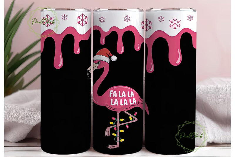 Christmas Flamingo 20oz Tumbler Wrap Sublimation PixelChick 