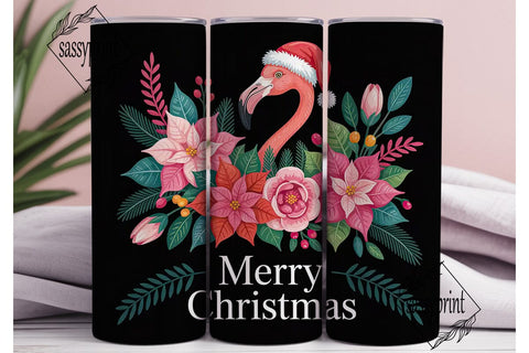 Christmas Flamingo 20oz Tumbler Wrap Sublimation sassyprint 