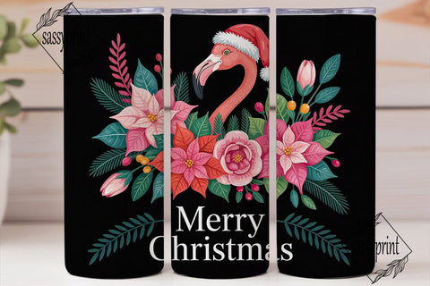 Christmas Flamingo 20oz Tumbler Wrap Sublimation sassyprint 
