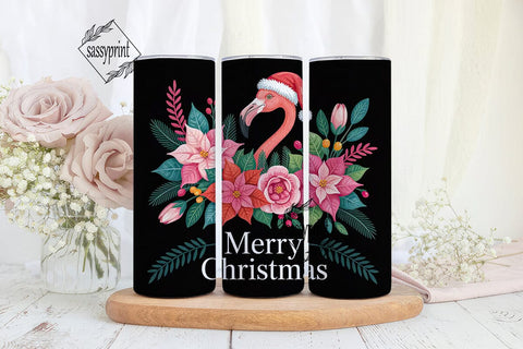 Christmas Flamingo 20oz Tumbler Wrap Sublimation sassyprint 