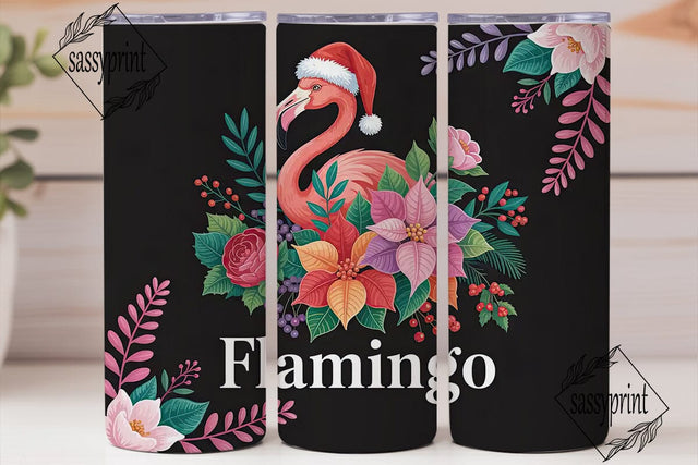 Christmas Flamingo 20oz Tumbler Wrap Sublimation sassyprint 