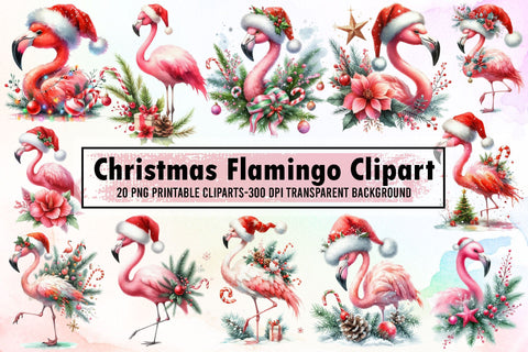 Christmas Flamingo Sublimation Clipart Sublimation designartist 
