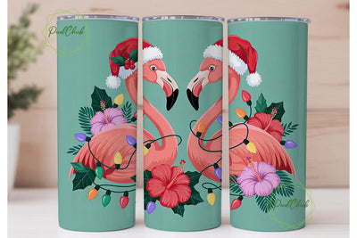 Christmas Flamingo Tumbler Wrap Sublimation PixelChick 