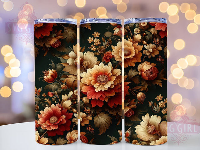 Christmas Floral 20oz Tumbler Wrap Sublimation Design, Straight Tapered Tumbler Wrap, December Flower Tumbler Png, Instant Digital Download Sublimation SvggirlplusArt 