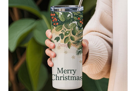 Christmas Floral Tumbler Wrap Sublimation DesignSVG 