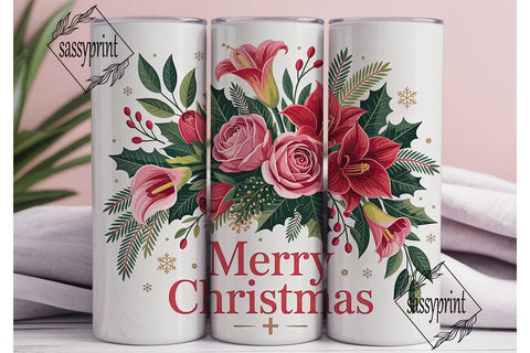 Christmas Floral Tumbler Wrap Sublimation sassyprint 