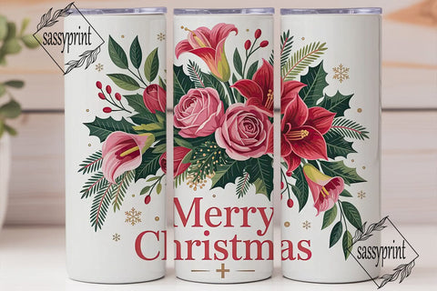 Christmas Floral Tumbler Wrap Sublimation sassyprint 