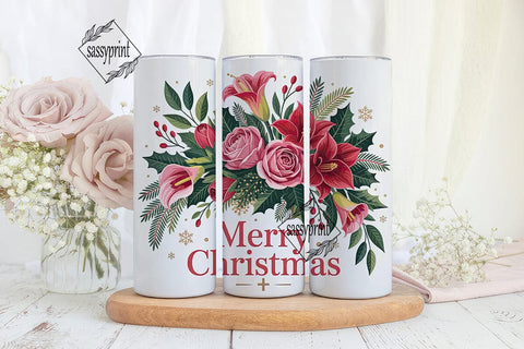Christmas Floral Tumbler Wrap Sublimation sassyprint 