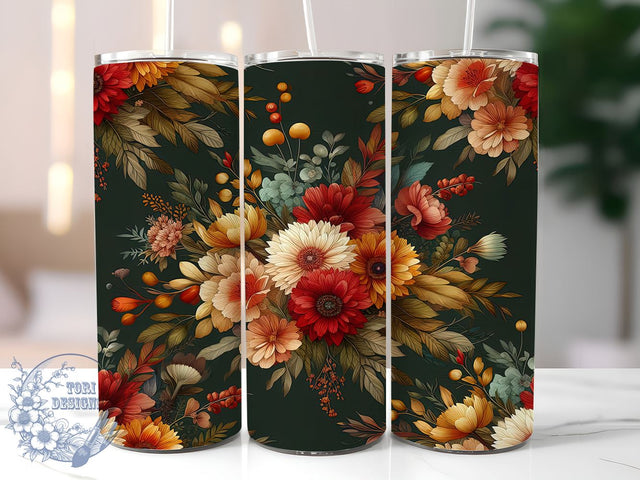 Christmas Flower 20oz Skinny Tumbler, December Flower Tumbler Png, Straight & Tapered Tumbler Wrap, Instant Digital Download Sublimation ToriDesigns 