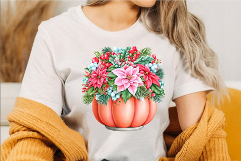 Christmas Flower Pumpkin Clipart PNG Sublimation SVGArt 